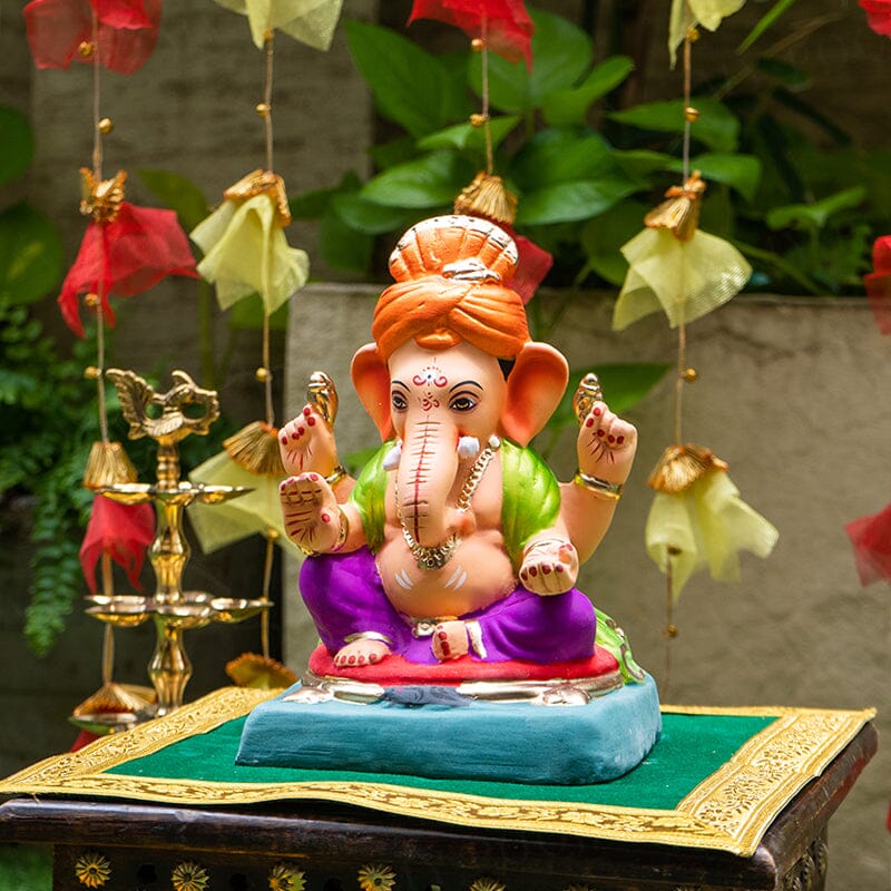 8INCH Eco-Friendly Gajanana Pagdi Ganpati | Plant-A-Ganesha