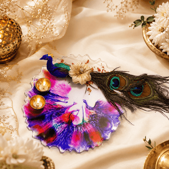 Peacock Resin Pooja Thali 8"