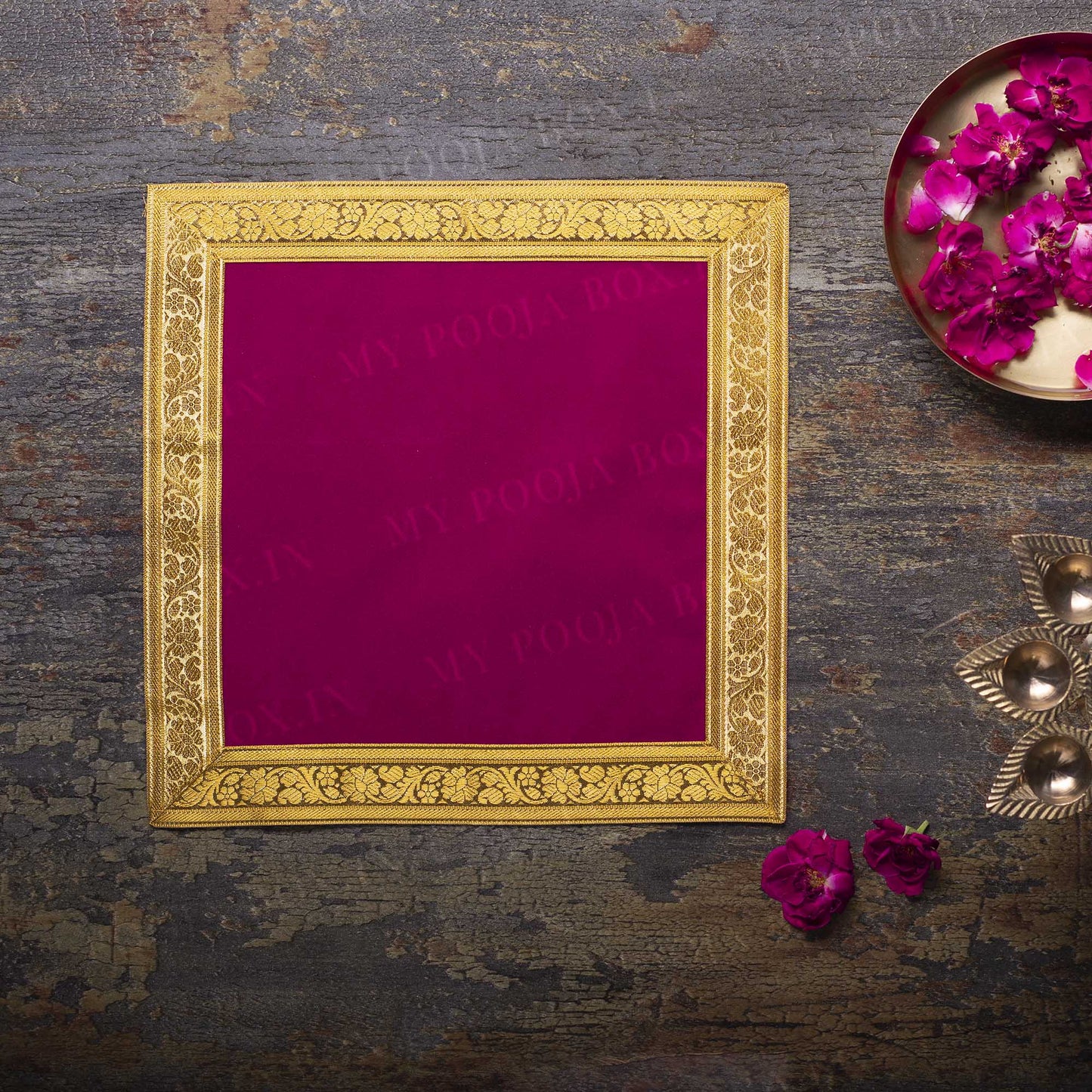 40x40 Designer Velvet Pooja Aasan