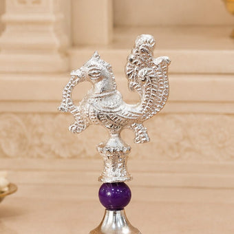 Elegant Silver Finish Peacock Bell