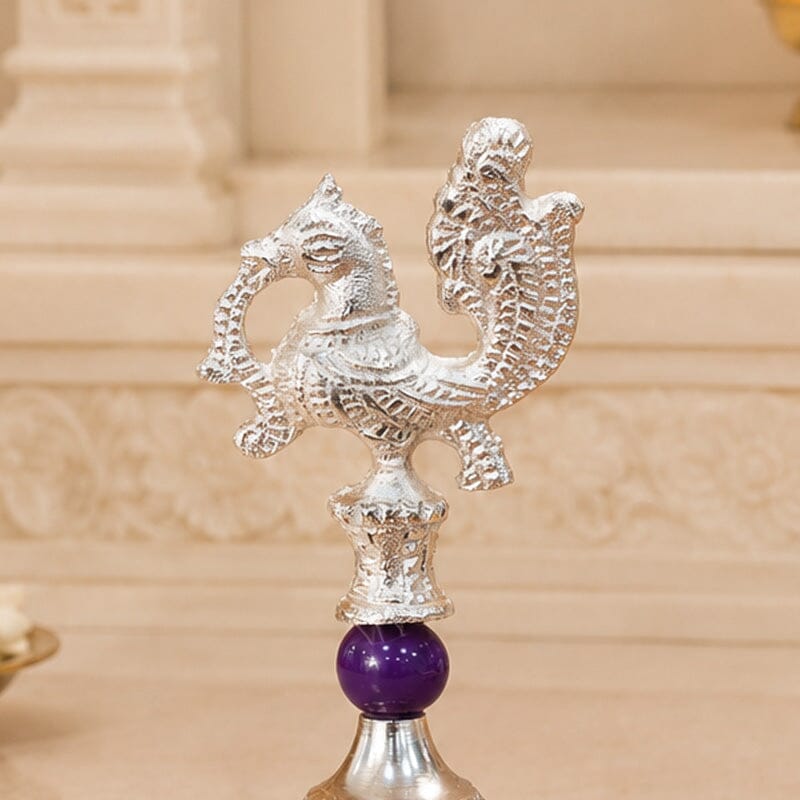 Elegant Silver Finish Peacock Bell