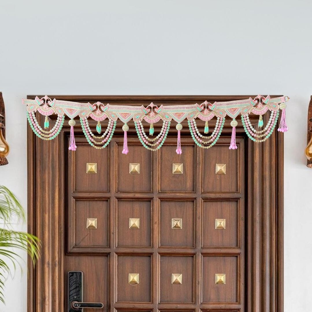 Pink Blue Festive Door Hanging Toran/ Bandhanwar
