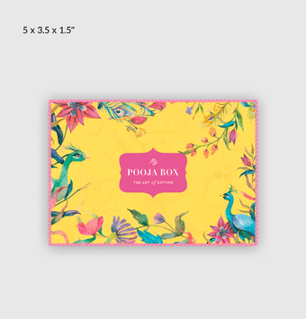 Peacock Bloom Yellow Rakhi Box (Mini)