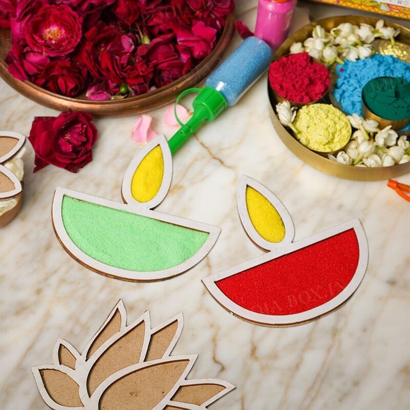 DIY Diya Pattern Rangoli Design Stencil 4" (Set of 2)