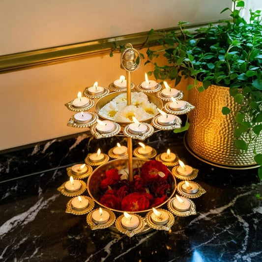 Exquisite Layer Deep Diya Urli Stand