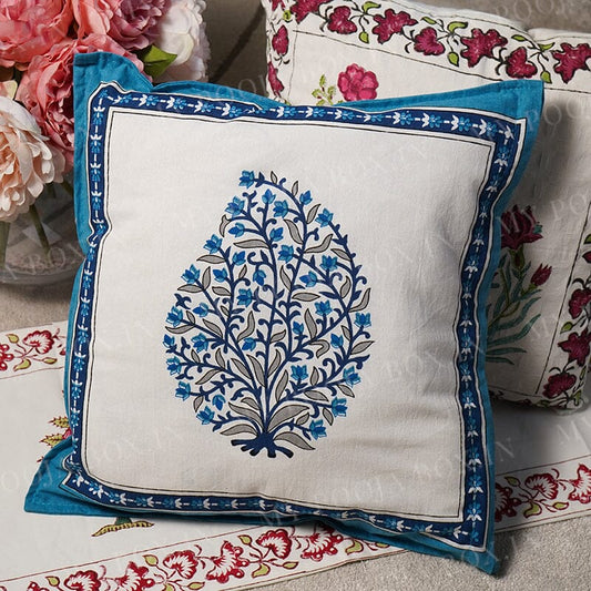 Royal Blue Floral Cushion Cover