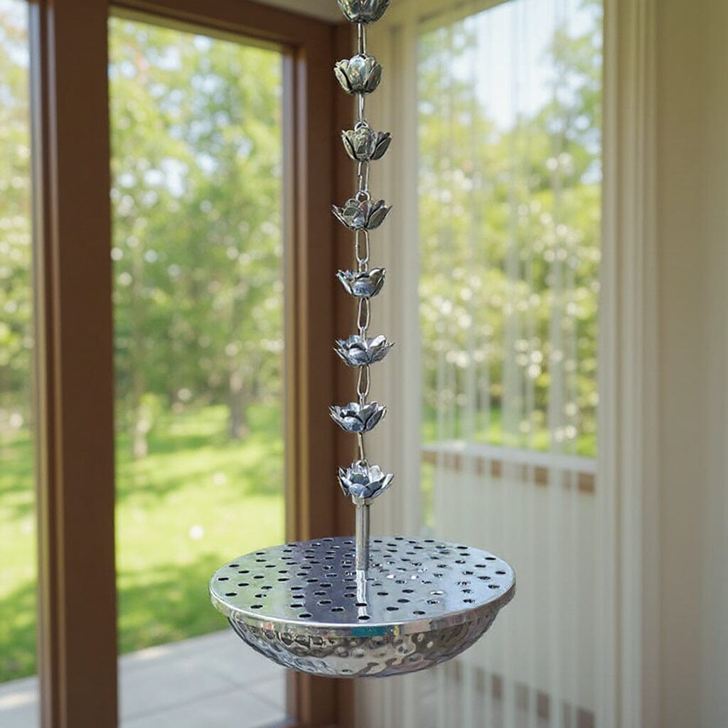 Silver Finish Floral Hanging Fumer