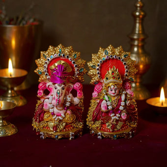 6INCH Clay Laxmi Ganesha Idol (Eco-Friendly)