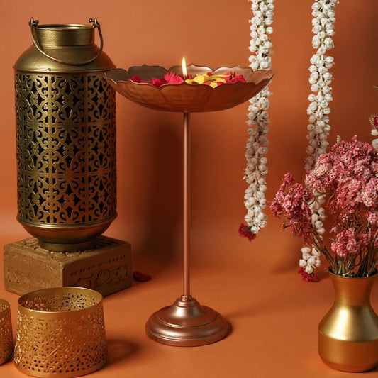 Stunning Rose Gold Urli with Stand