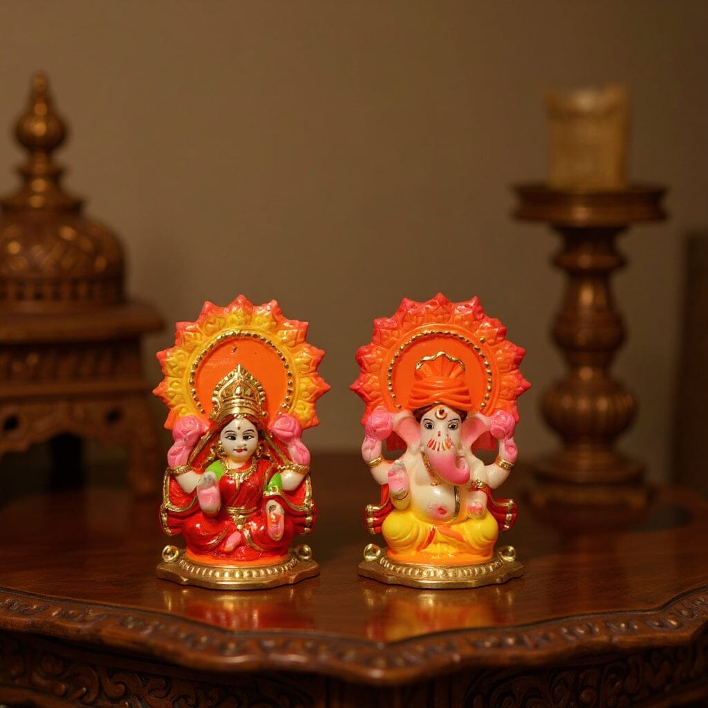 6INCH Clay Laxmi Ganesha Idol (Eco-Friendly)