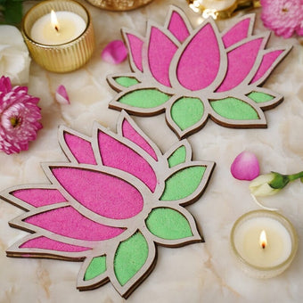 DIY Lotus Pattern Rangoli Design Stencil 4" (Set of 2)