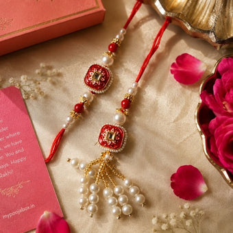 Luxurious Pearl Tassel Bhaiya Bhabhi Rakhi