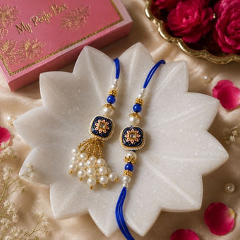 Luxurious Pearl Tassel Bhaiya Bhabhi Rakhi