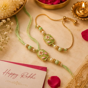 Elegant Beaded Blossom Bhaiya Bhabhi Rakhi