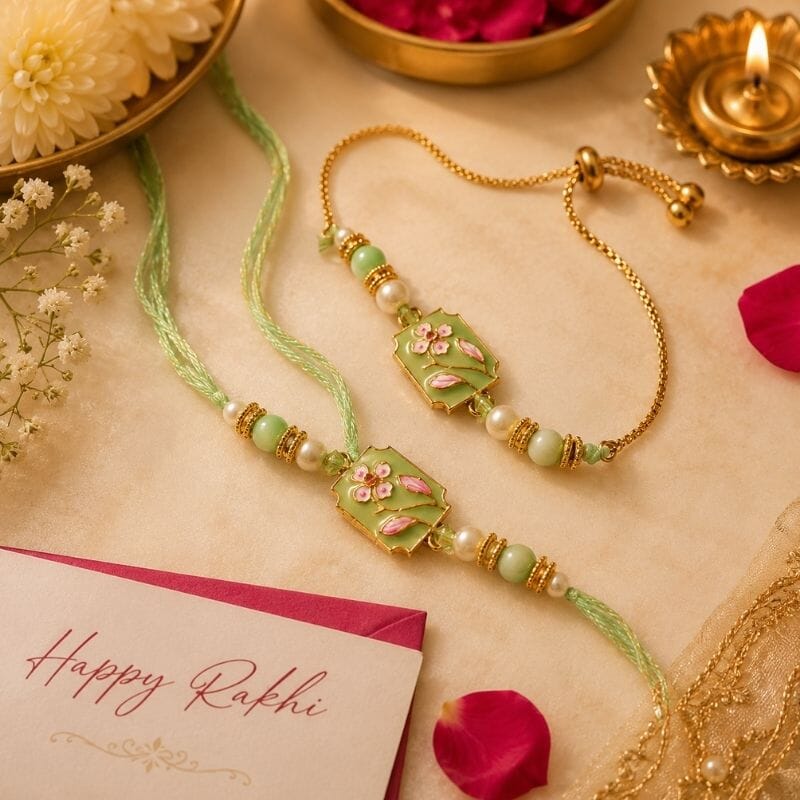 Elegant Beaded Blossom Bhaiya Bhabhi Rakhi