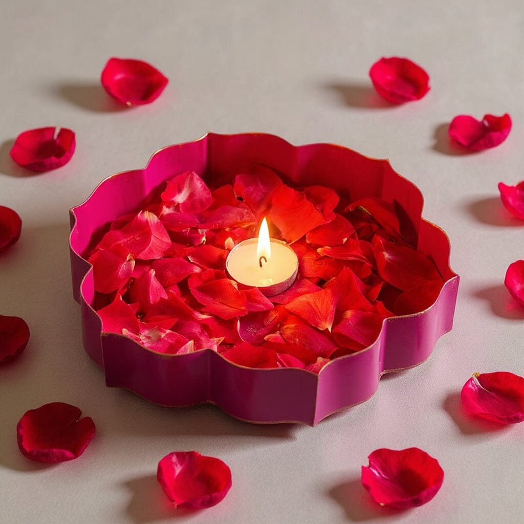 Pink And Gold Metal Lotus Urli