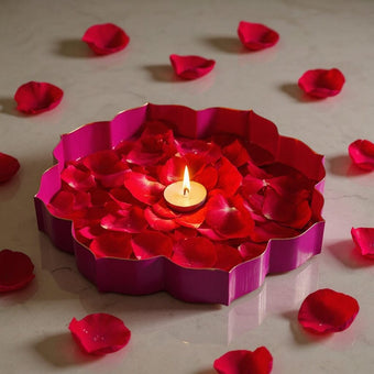 Pink And Gold Metal Lotus Urli