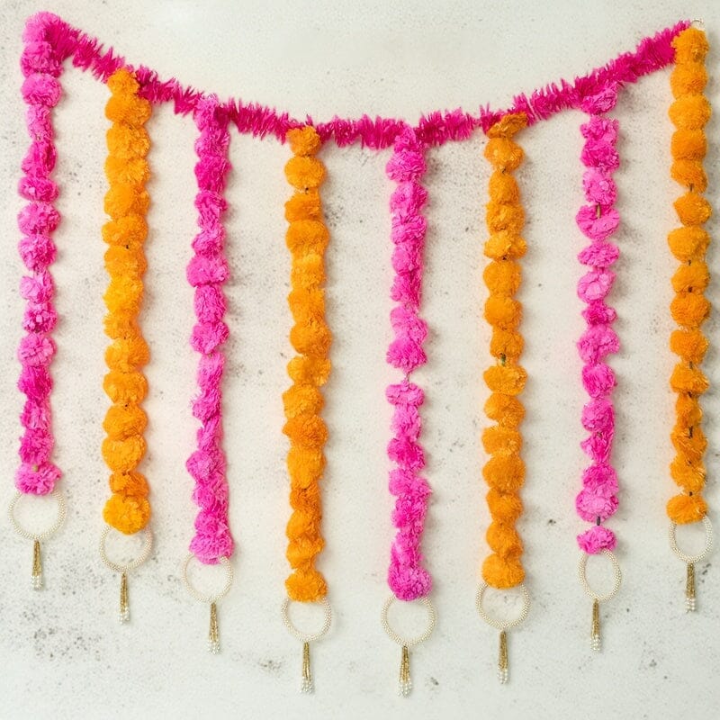 Incredible Floral Pink Orange Backdrop Decoration