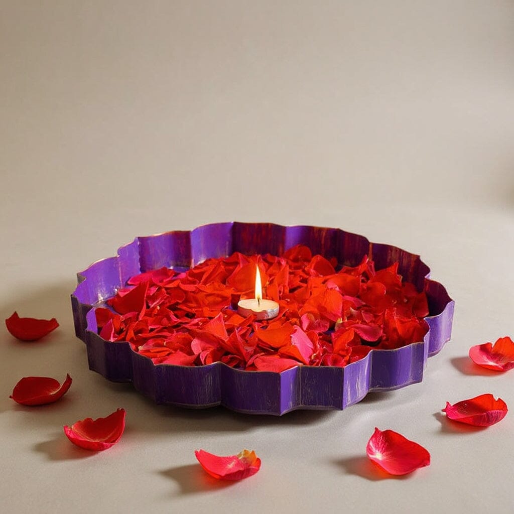 Violet And Gold Metal Lotus Urli