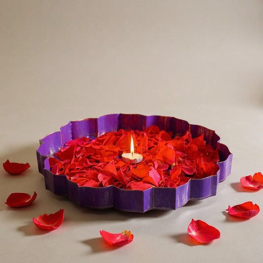 Violet And Gold Metal Lotus Urli