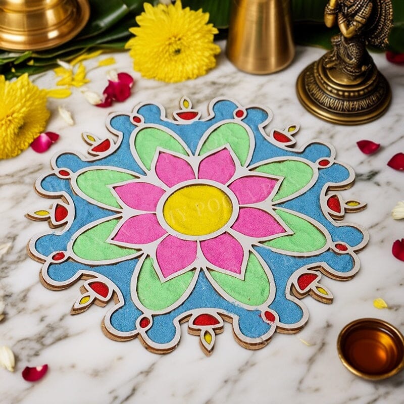 DIY Diya Pattern Rangoli Design Stencil 12"