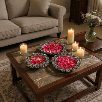 Rose Beautiful Silver Finish Urli