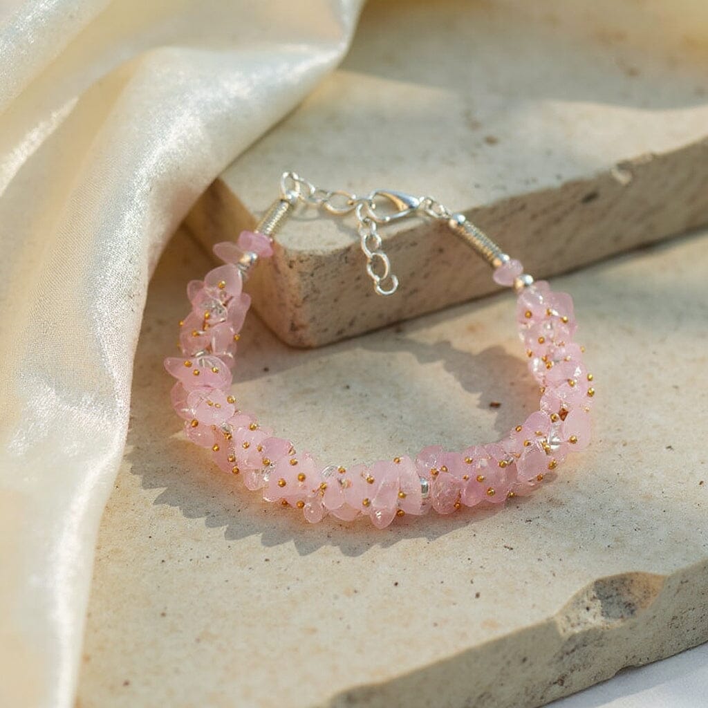 Rose Quartz Crystal Healing Bracelet For Self Esteem & Self Love