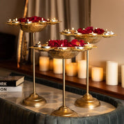 Aesthetic Floral Diya Urli With Stand