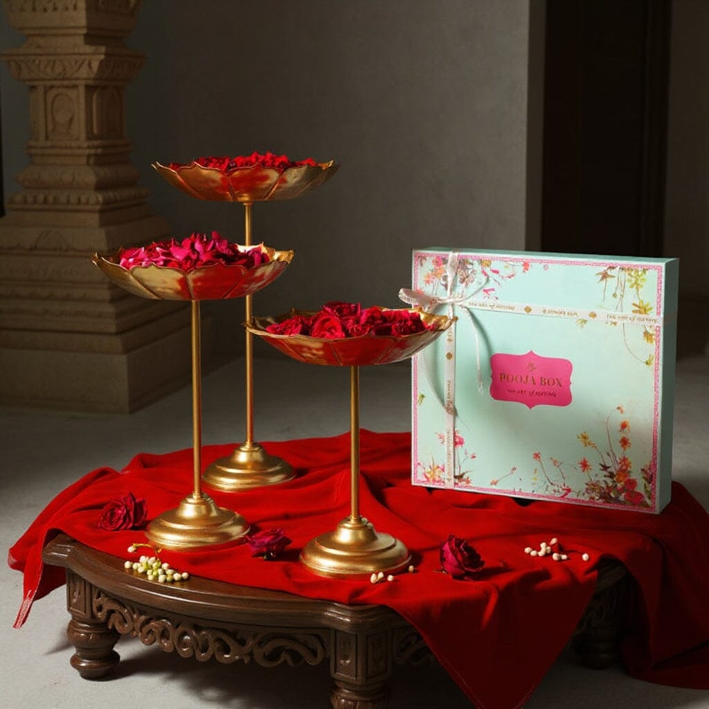 Stunning Gold Urli with Stand Collection Gift Box
