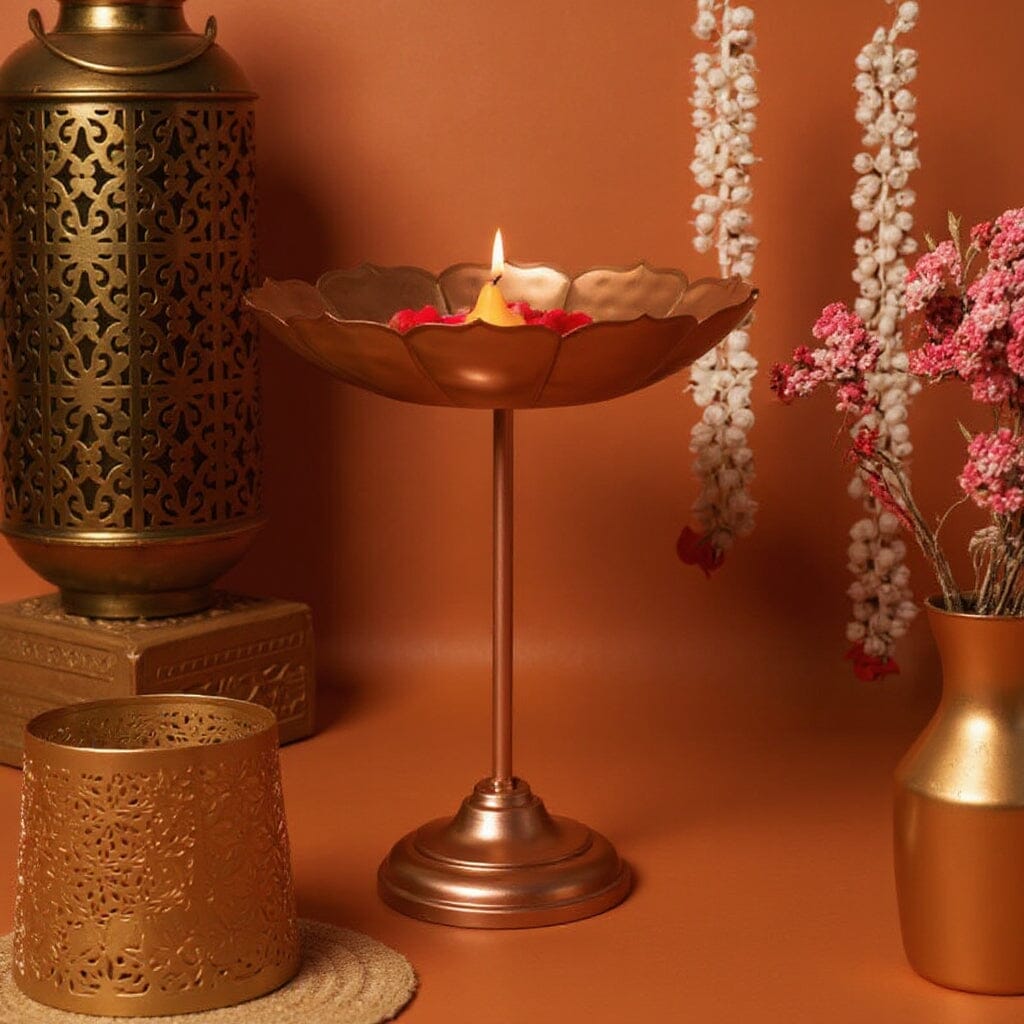 Stunning Rose Gold Urli with Stand