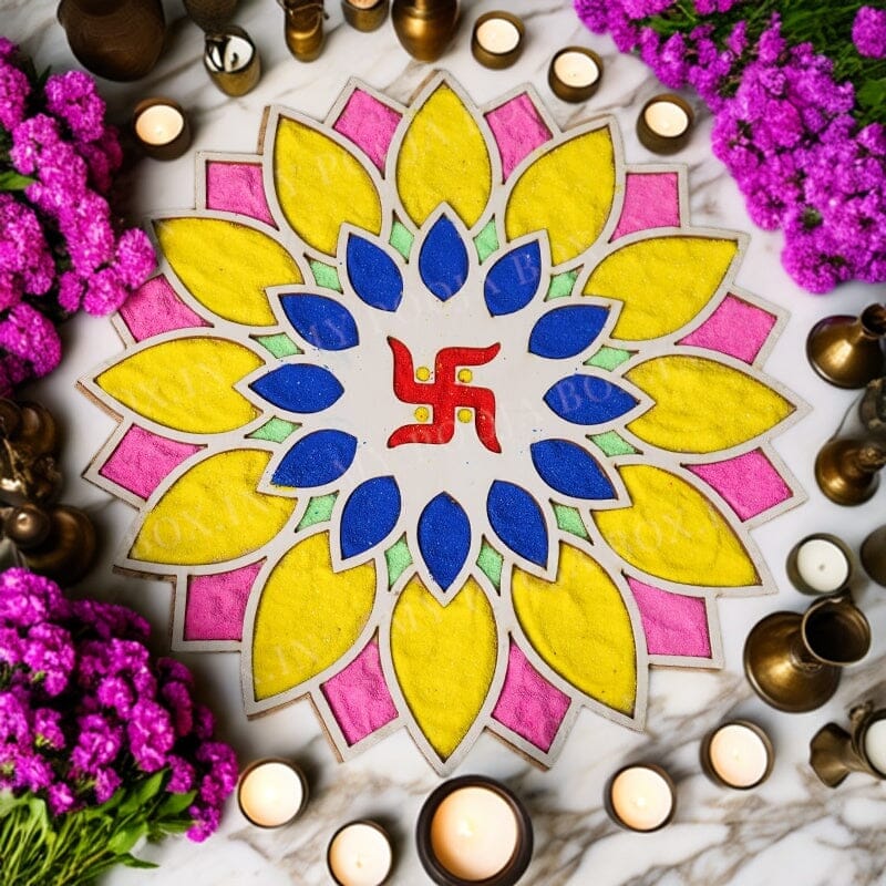 DIY Swastik Pattern Rangoli Design Stencil 12"