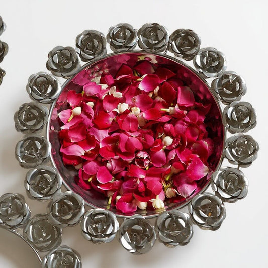 Rose Beautiful Silver Finish Urli