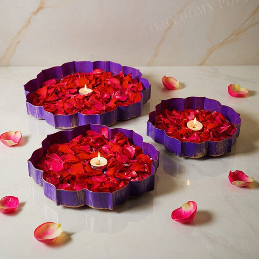 Violet And Gold Metal Lotus Urli