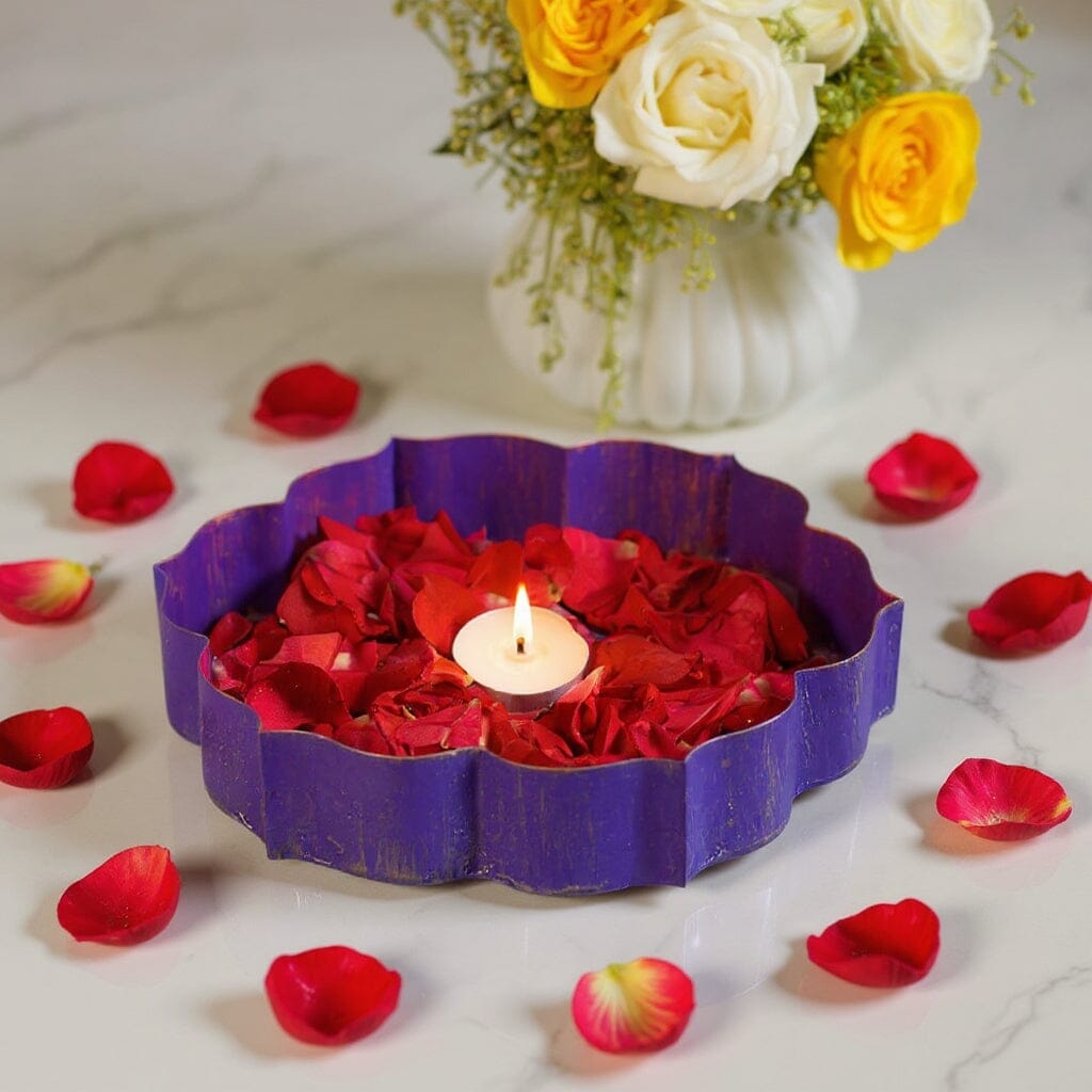 Violet And Gold Metal Lotus Urli