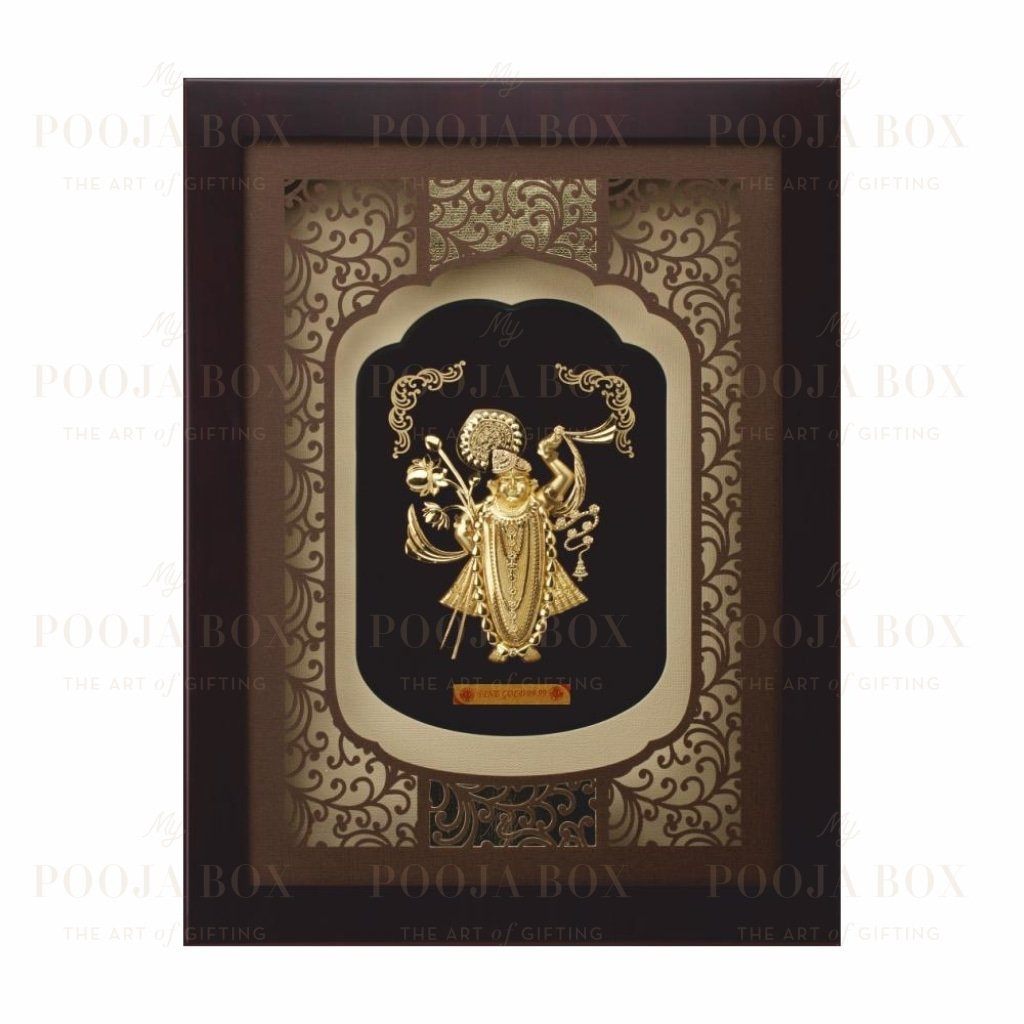 24K Gold Foil Big Shreenathji Elite Frame Framed Paintings