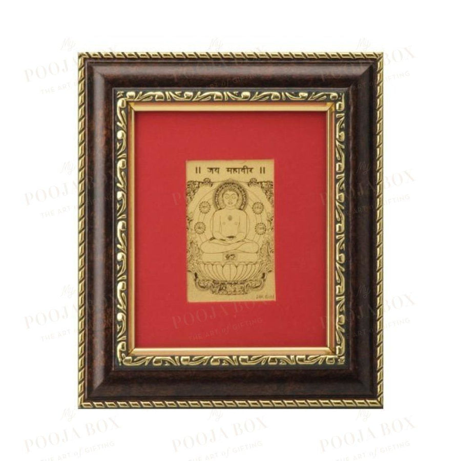 24K Gold Foil Mahavir Swami Small Card Frame Framed Paintings