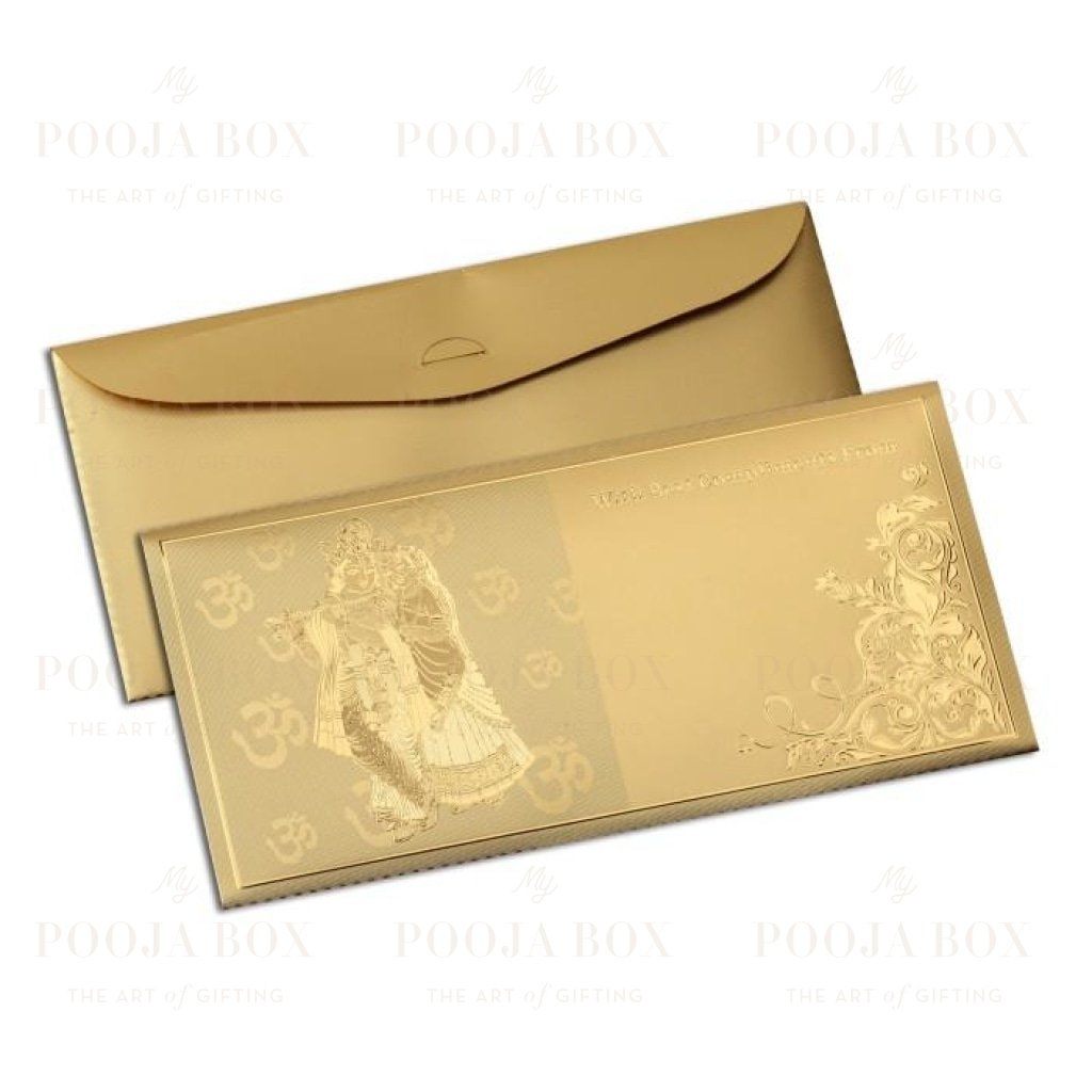 24K Gold Foil Radha Krishna Sagan Envelope (Set Of 12)