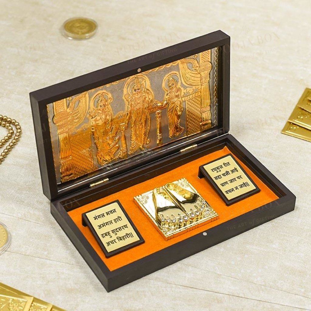 24K Gold Foil Ram Darbaar Pooja Box