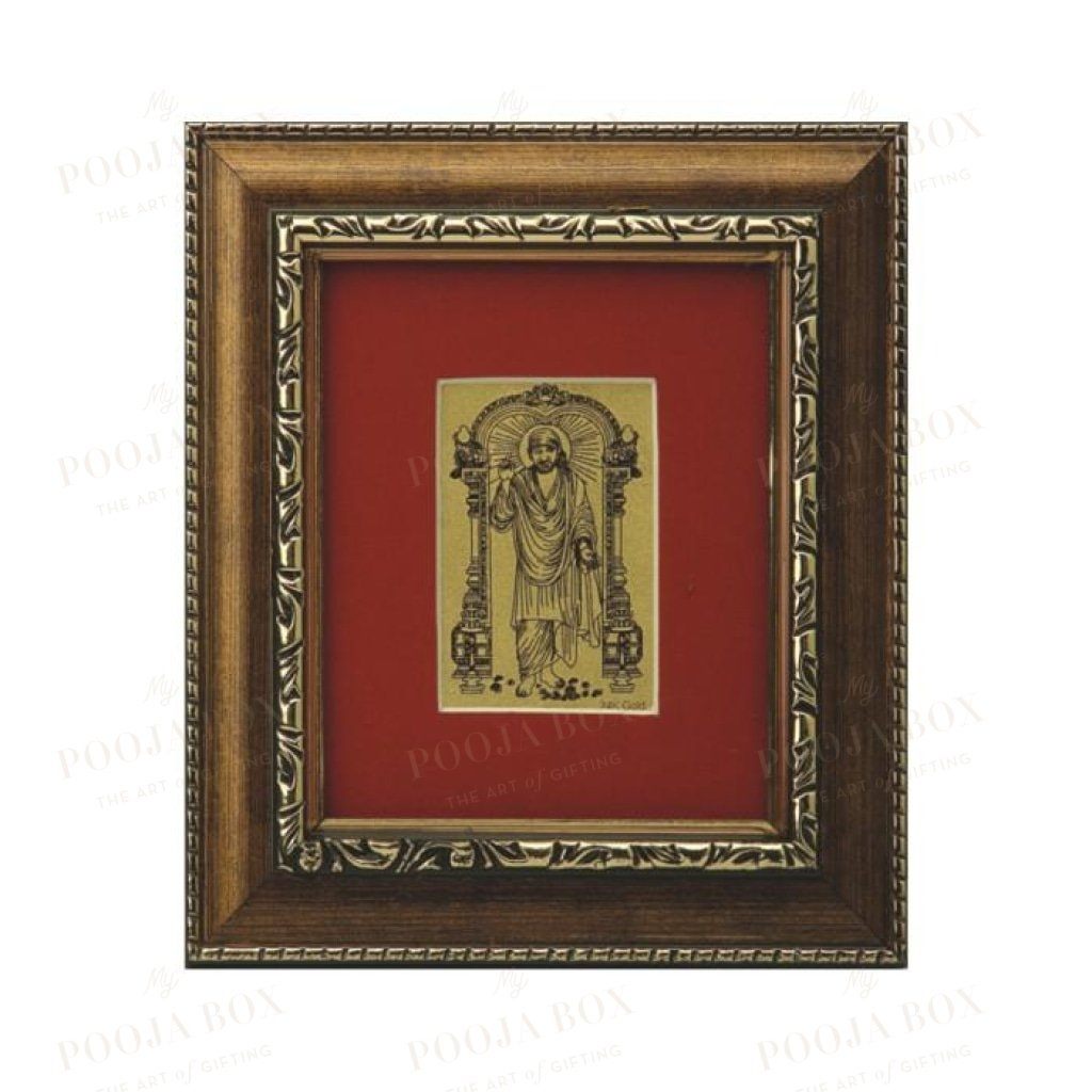 24K Gold Foil Sai Baba Small Card Frame Framed Paintings