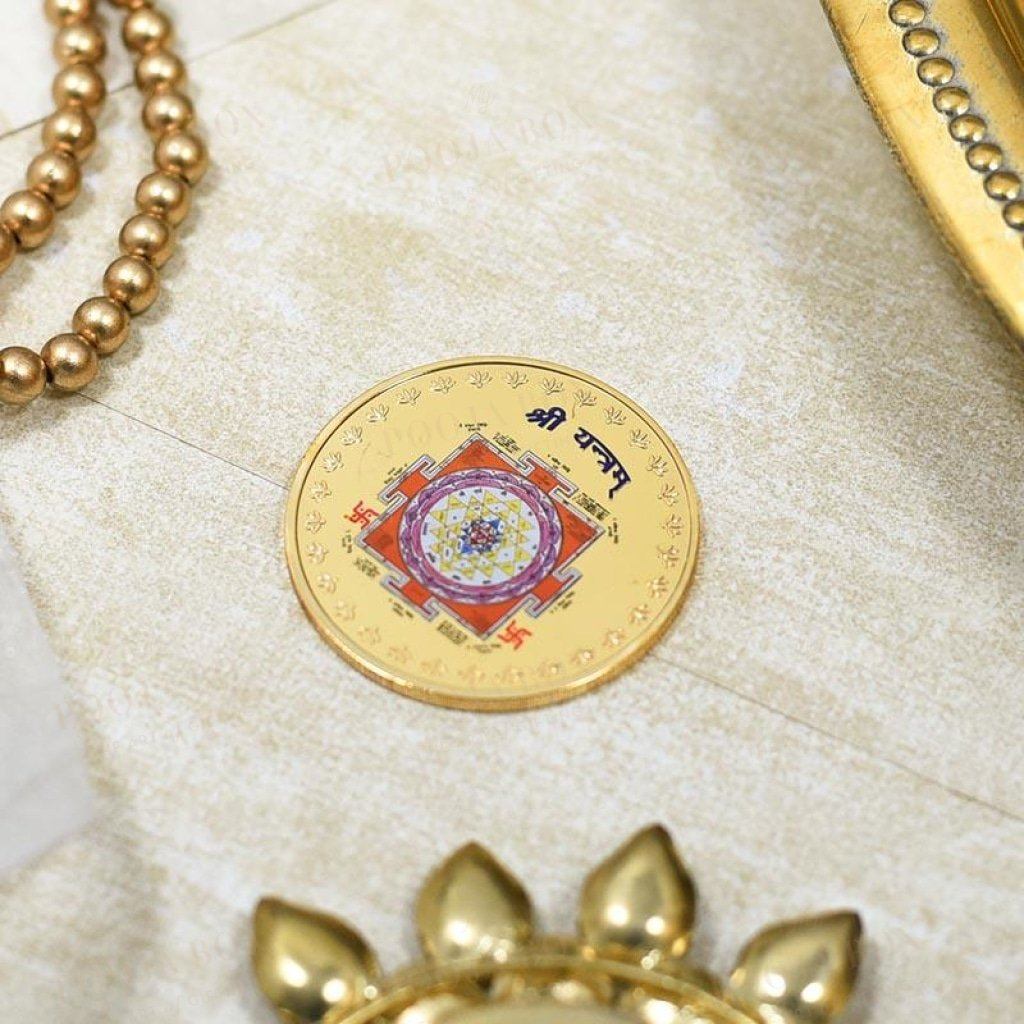 24K Gold Foil Shree Yantra Coin & Bar