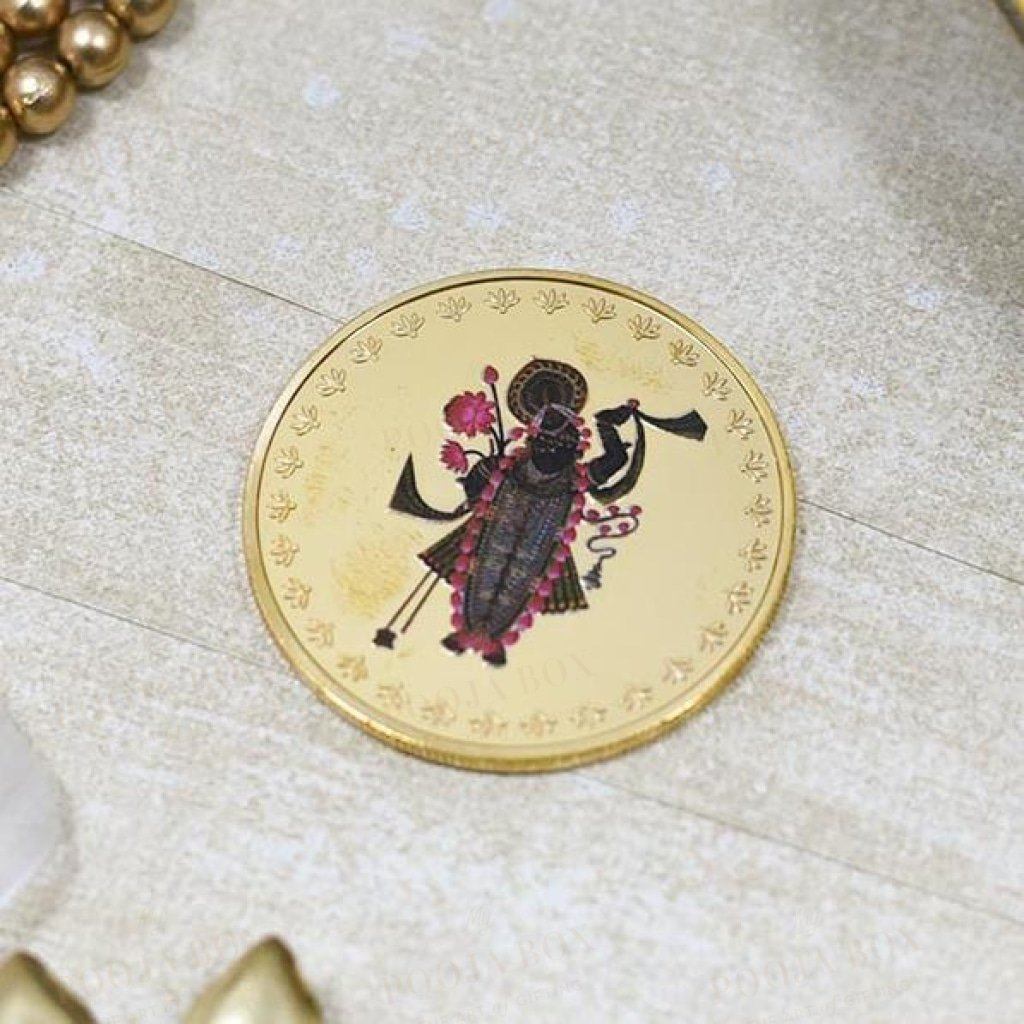 24K Gold Foil Shreenath Ji Coin & Bar