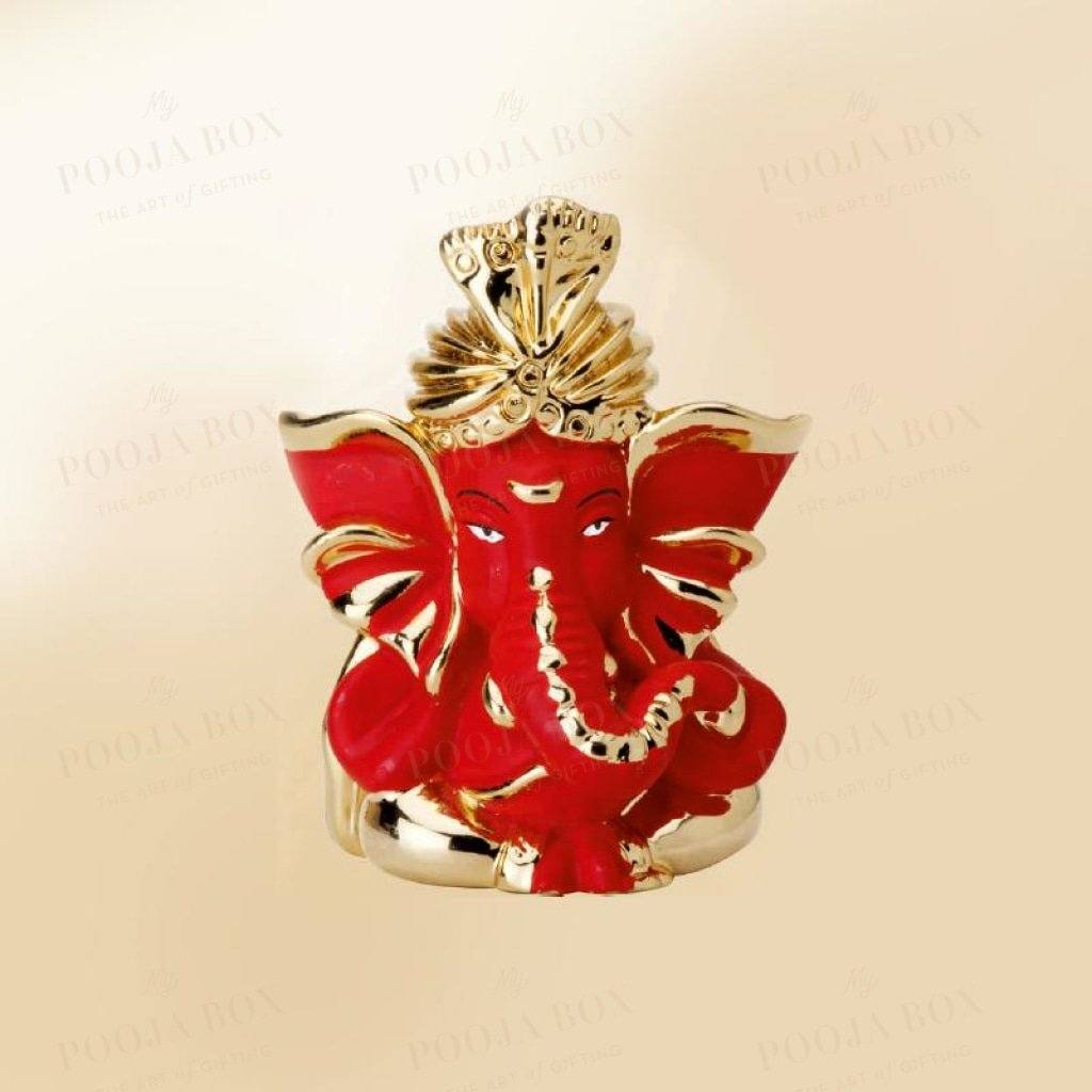 24K Gold Foil Umaputra Ganesh Idol