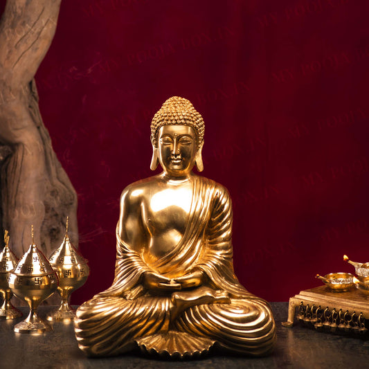 Antique Brass Lord Buddha Idol