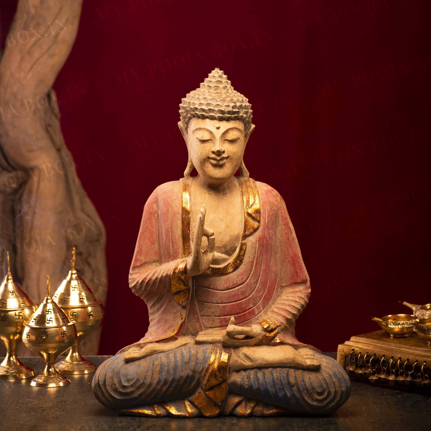 Antique Wooden Lord Buddha Statue