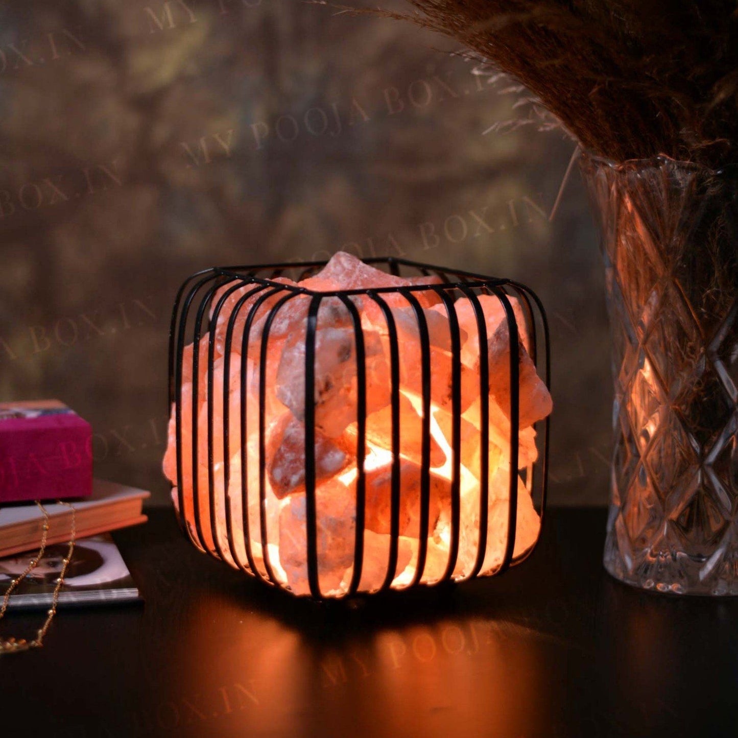 Square Iron Basket Himalayan Salt Lamp