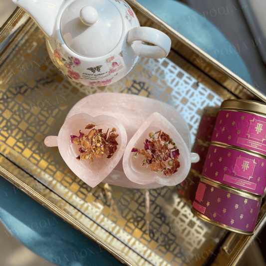 Tea for Two Rose Quartz Heart Cup Set