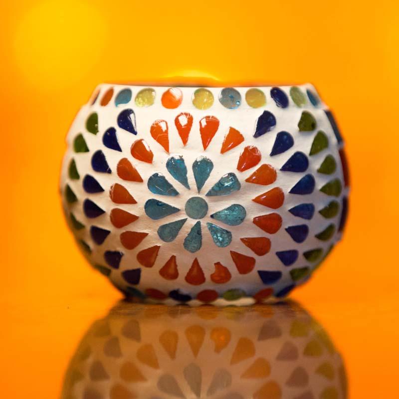 Handmade Mosaic Multicolored Candle Holder