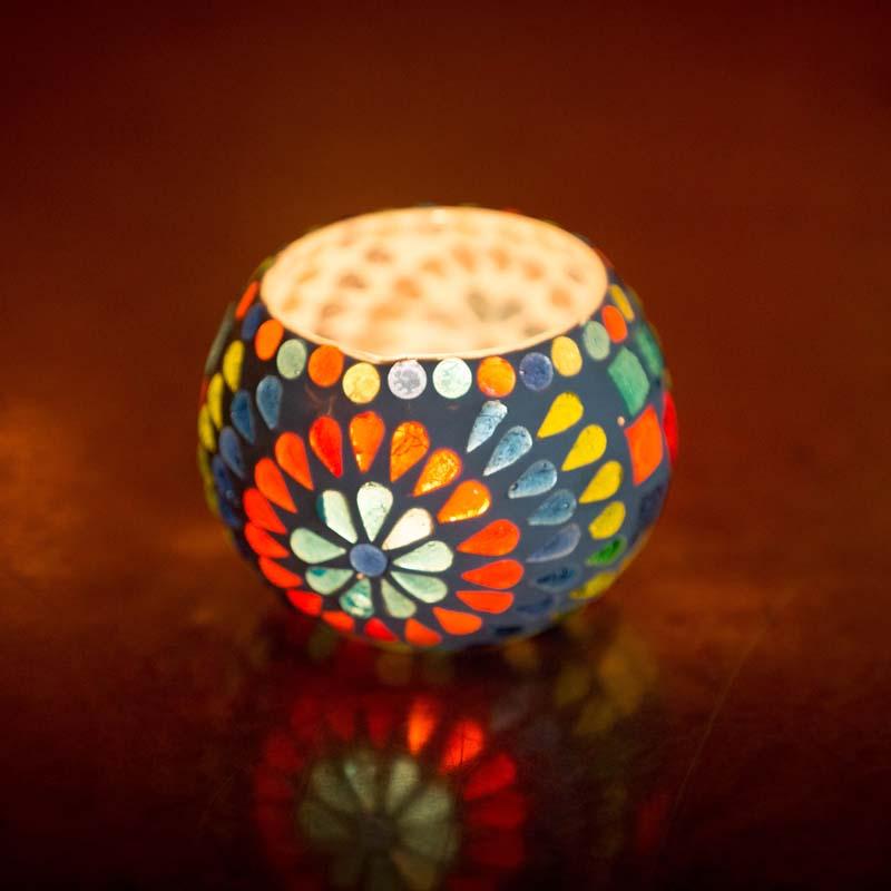 Handmade Mosaic Multicolored Candle Holder