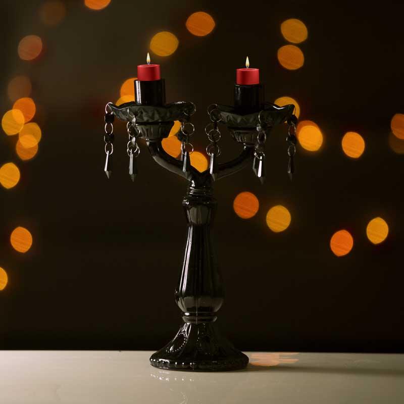 Black Glass Candle Stand