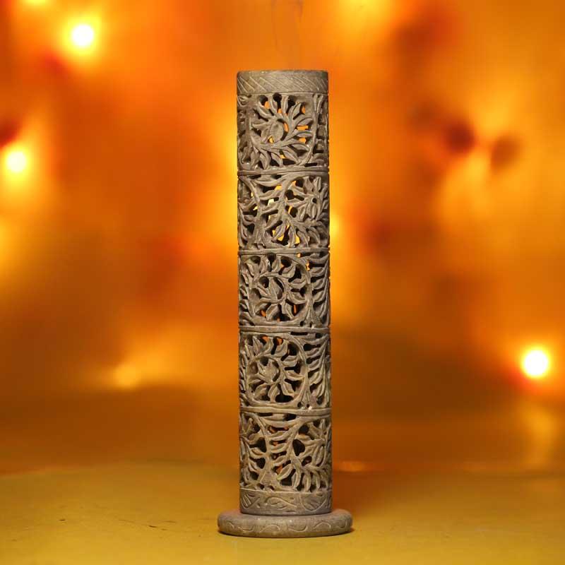 Handmade Multipurpose Marble Incense Holder with Traditional Artwork